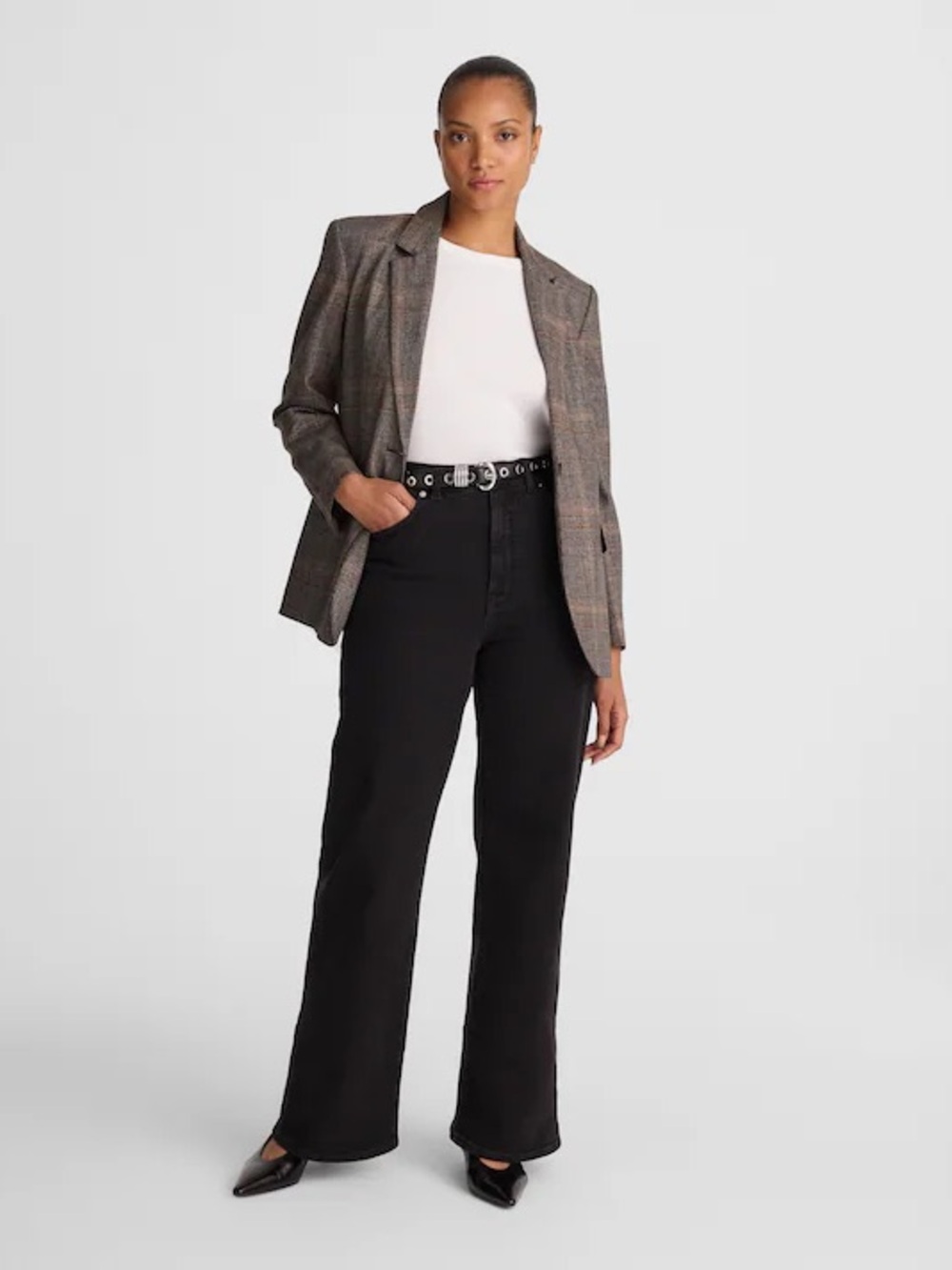 Madewell The Curvy Wide-Leg Jean Black Frost Super Stretch Size 30 NWT